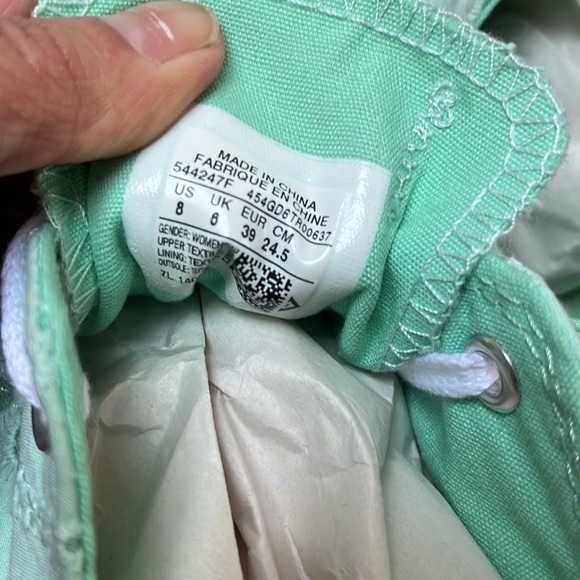 Converse All Star Chuck Taylor Mint Green Eyelet Embroidered Size 8 - Picture 10 of 12